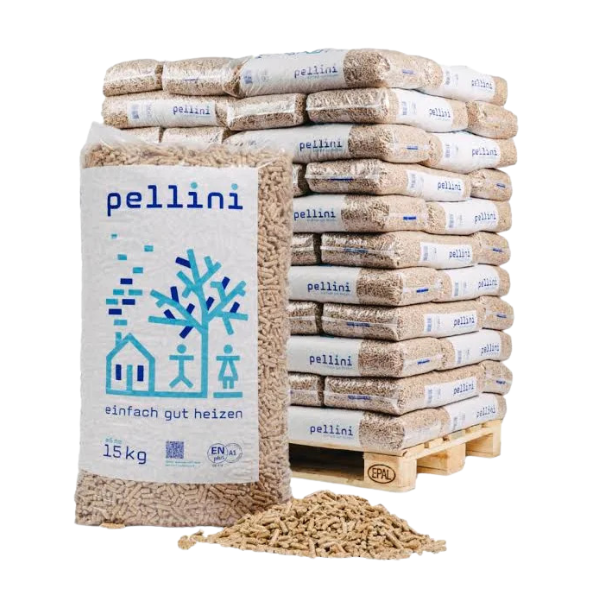 Pellini Holzpellets – Palette mit 990 kg (66 x 15 kg Säcke), zertifiziert nach DIN EN ISO 17225-2