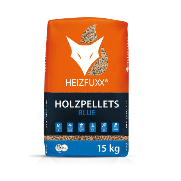 Heizfuxx® Holzpellets Blue – Buche & Eiche, 975 kg (65 x 15 kg), DIN EN ISO 17225-2 A1