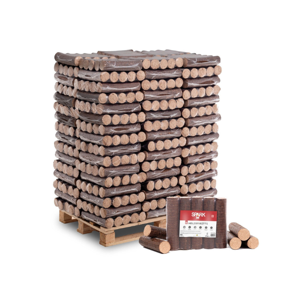 SPARK Rund-Holzbriketts – 960 kg Palette aus Buchenholz (96 x 10 kg)
